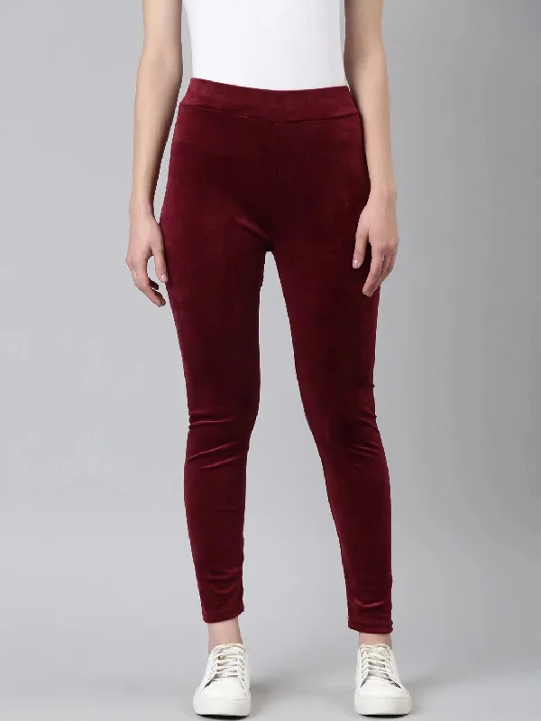 Exclusive Online Offer Women Magenta Solid Leggings-AN-71-Magenta
