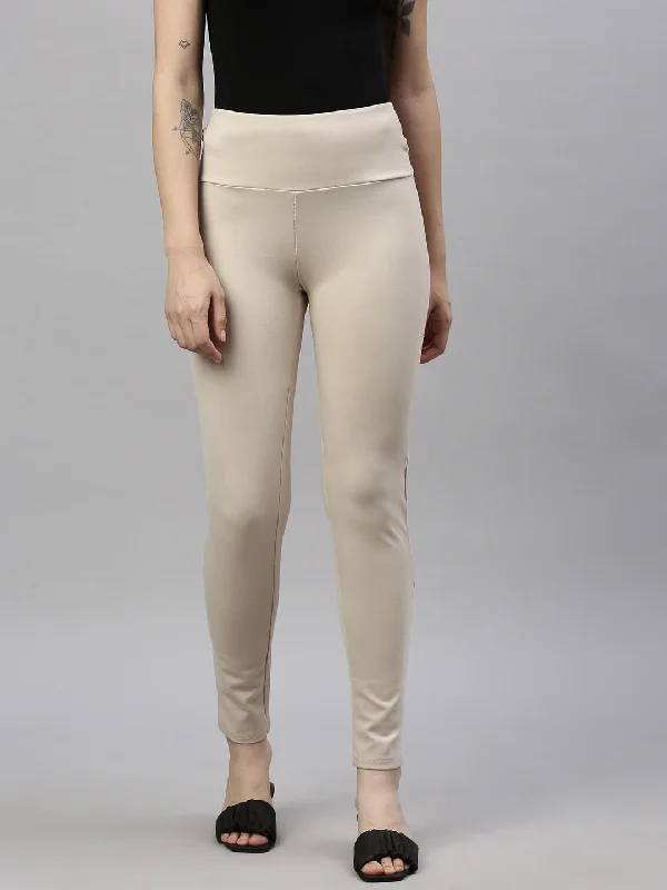 Price Cut Women Solid Beige Slim Fit Jeggings-AF-2272-Beige