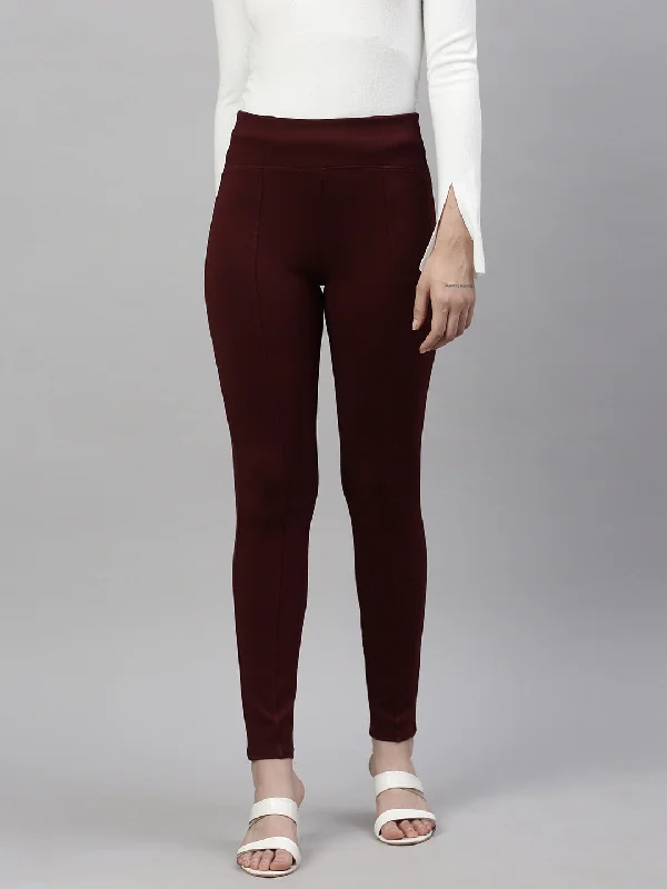 Limited Quantity Women Solid Maroon Slim Fit Jeggings-AF-2269-Maroon