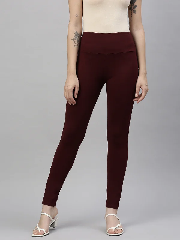 Exclusive Access Women Solid Maroon Slim Fit Jeggings-AF-2272-Maroon