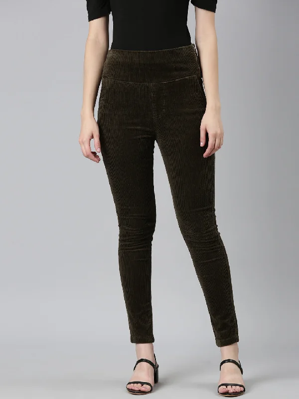 Weekend Flash Sale Women Solid Slim Fit Olive Jegging-LT-J-23048-Olive