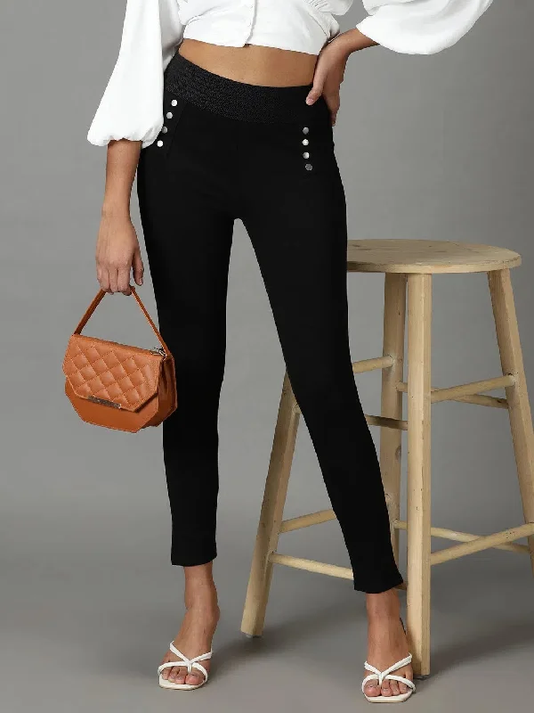 Early Bird Discount Women's Black Solid Skinny Fit Jegging-AF-1897-Black