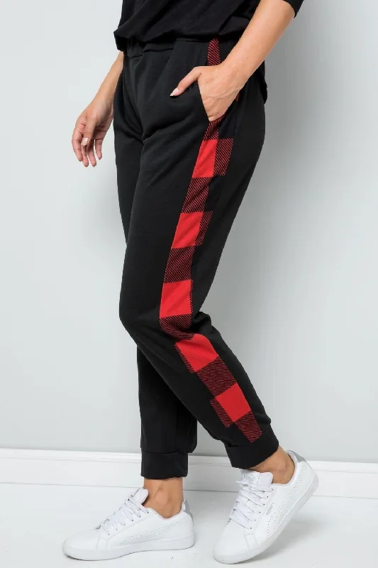 YEAR-End Clearance Celeste Design Full Size Plaid Side Print Sweatpants