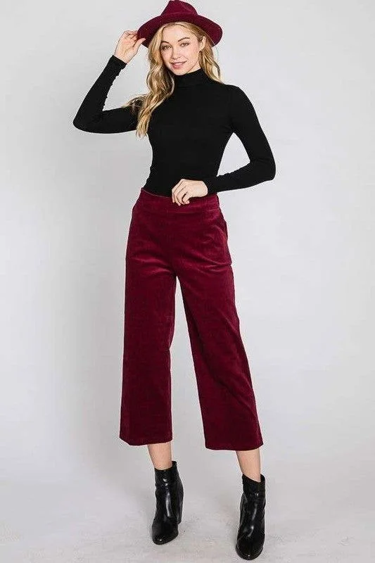 Big Savings Ribbed Velvet Crop Wide Leg Pants Plus