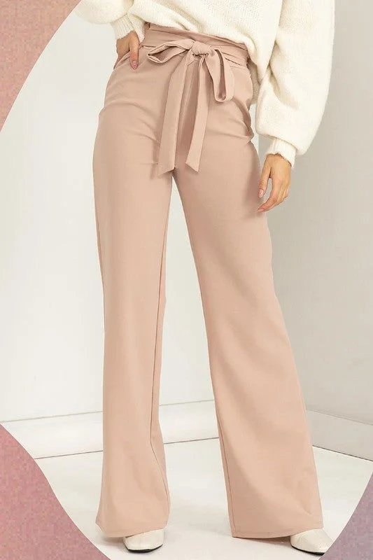 Take Advantage HYFVE Seeking Sultry High-Waisted Tie Front Flared Pants