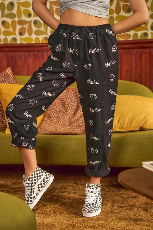 Buy More, Save More Smiley Face Pattern Baggy Causal Pants