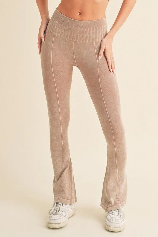 Price Slash Yelete Women's Stone Washed Ribbed Yoga Pants