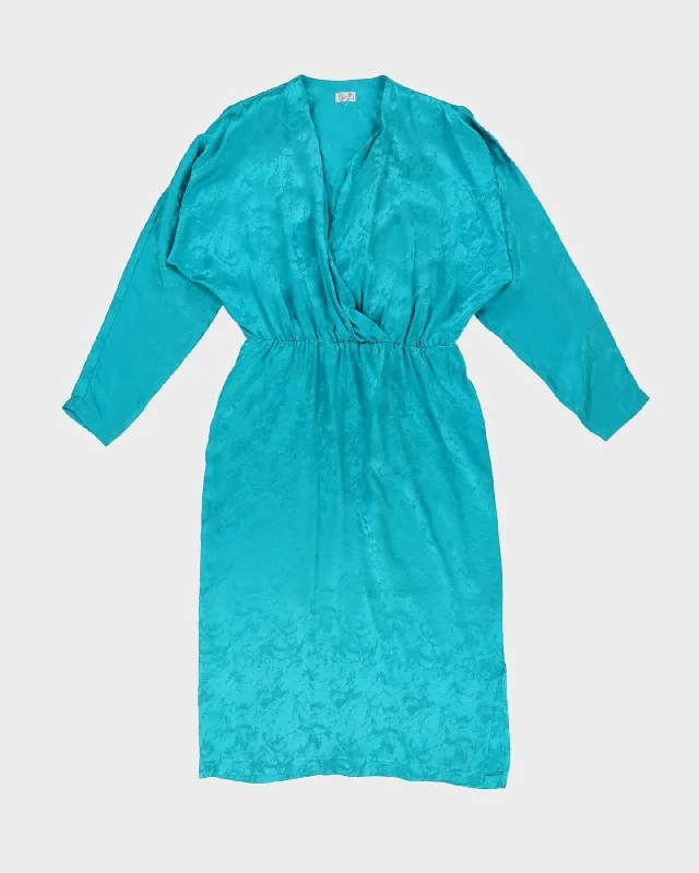 Discount Deals 00s Aqua Blue Silk Jacquard Dress - M