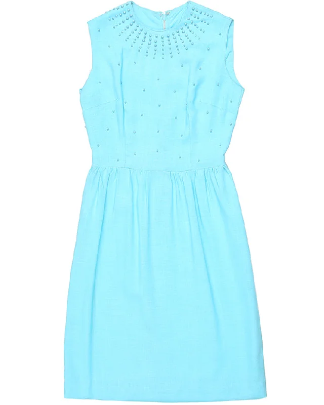 Deal Zone 1950-60s blue beaded day dress - S
