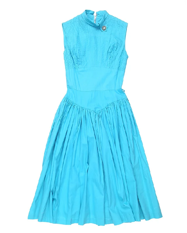 Inventory Reduction 1950s aqua blue summer cocktail dress - XXS
