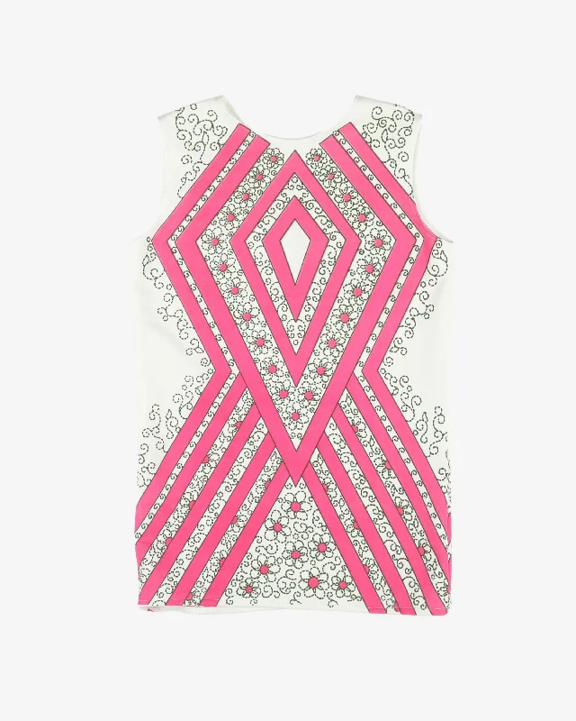 Deal of the Week 1970s pink graphic print sleeveless top - S