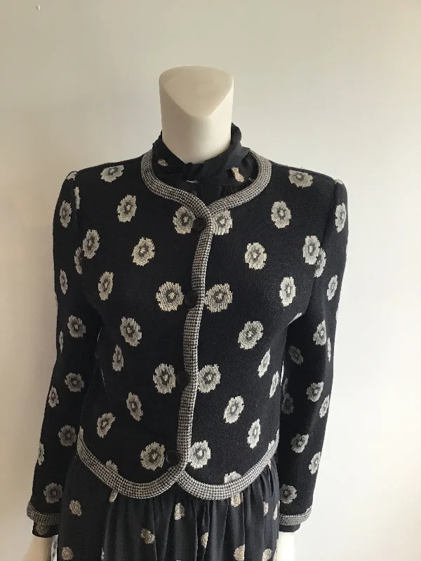 Savings Galore 1980's Donald Brooks Black and white 3 piece Silk Suit-size 6/8