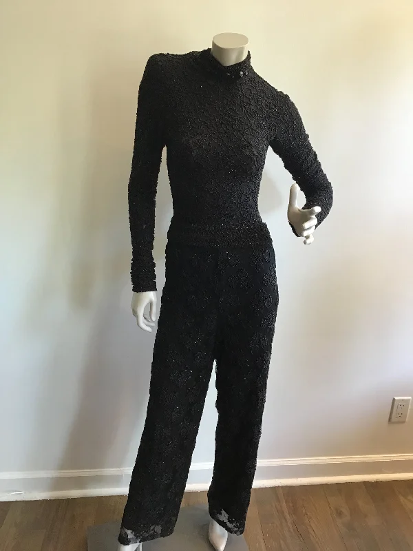 Act Now 1980's Giorgio di Saint Angelo  Black Beaded Unitard and Pants Size 6/8