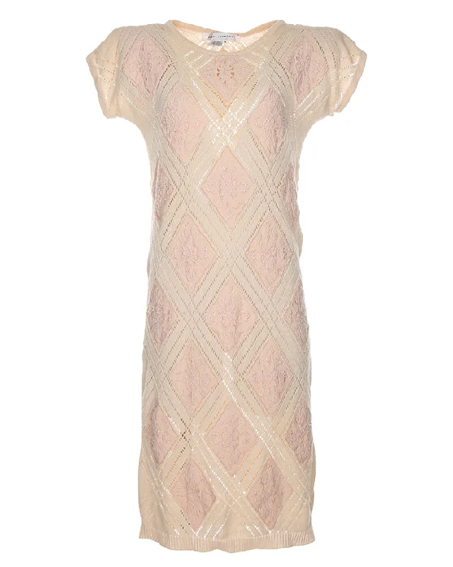 Deal Mania 1990's Pink Knitted Summer Dress - M