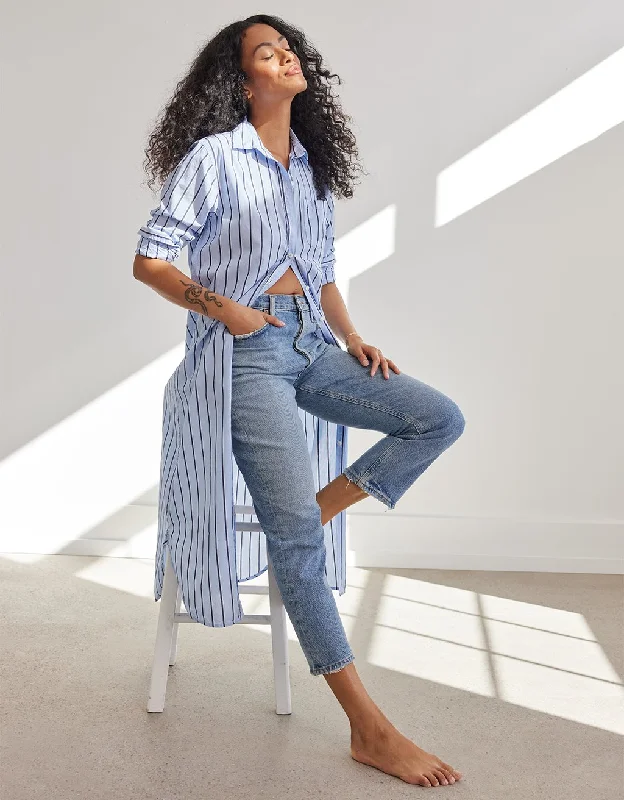 New Arrival unsubscribed striped boyfriend shirt dress