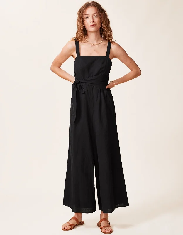 Super Sale unsubscribed linen tie waist jumpsuit