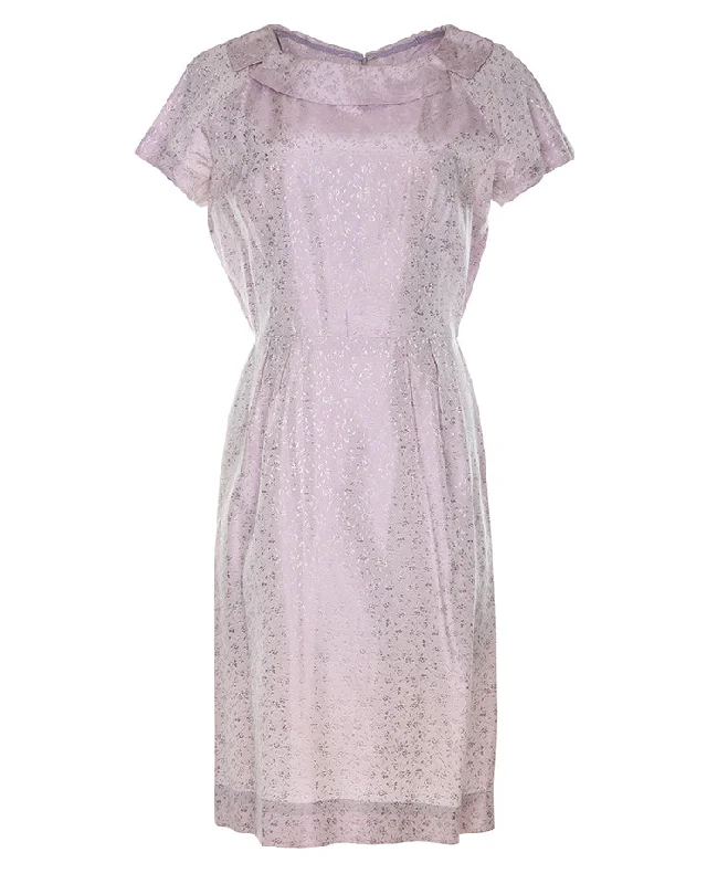 Discount Extravaganza 50s 60s Lavender Floral Dress - S