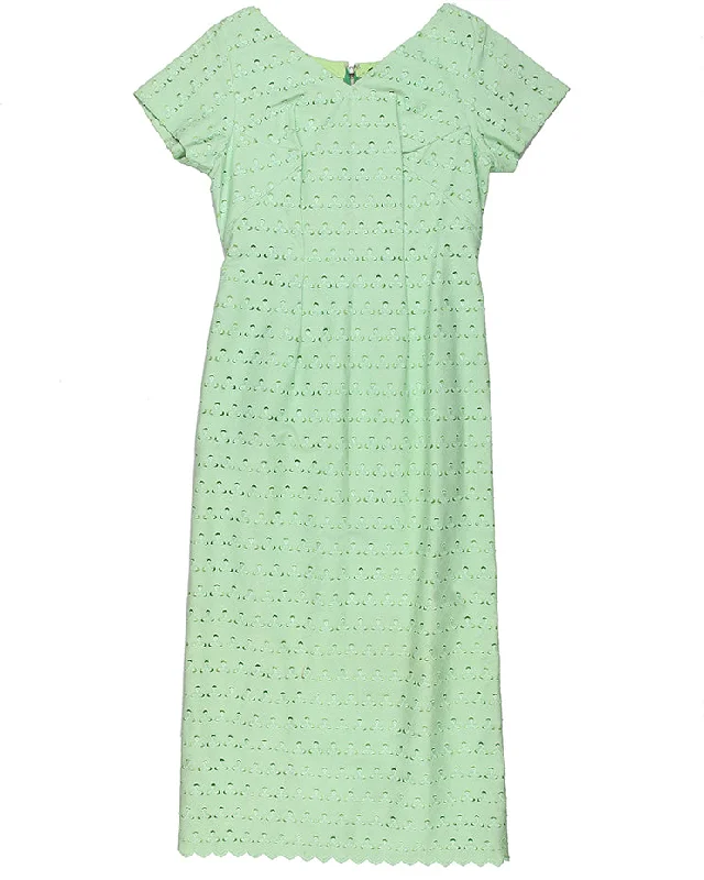 Extra Discounts 60s Pale Green Embroidered Maxi Dress - S