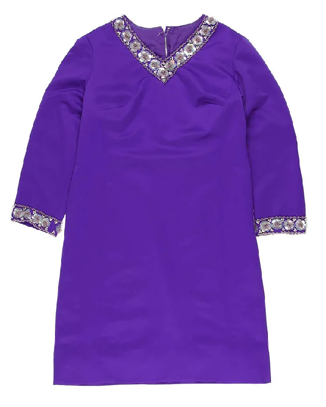 Instant Savings 60s Purple Beaded Cocktail Dress - M