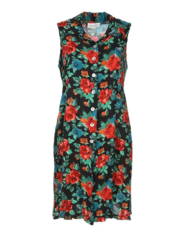 Savings Spectacular 90s Black Impressions Floral Sleveless Dress