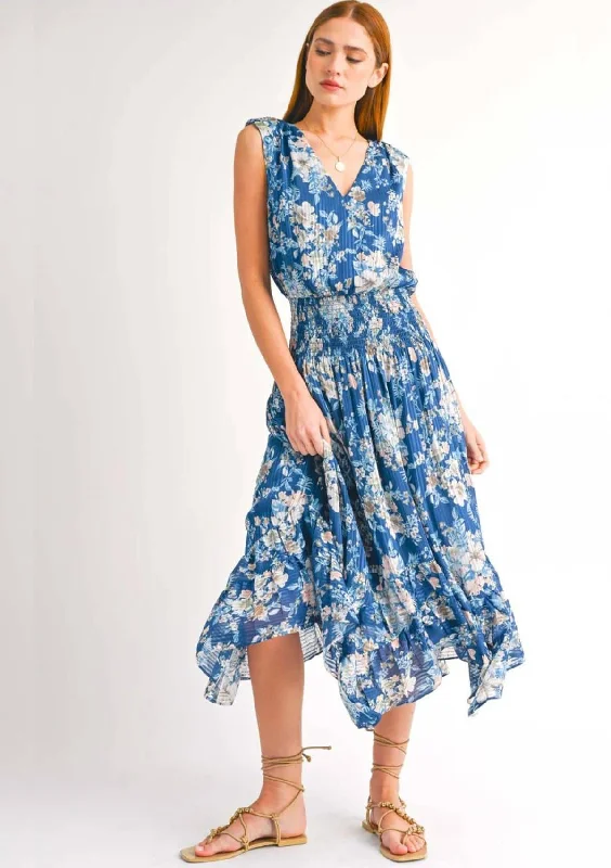 New Markdowns Adele Midi Dress - Navy Floral