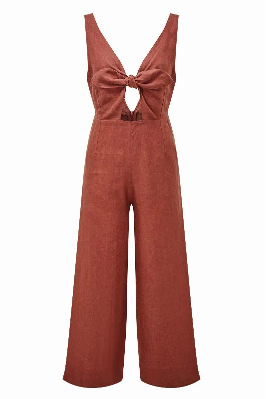 Instant Discount Gretl Linen Jumpsuit in terracotta