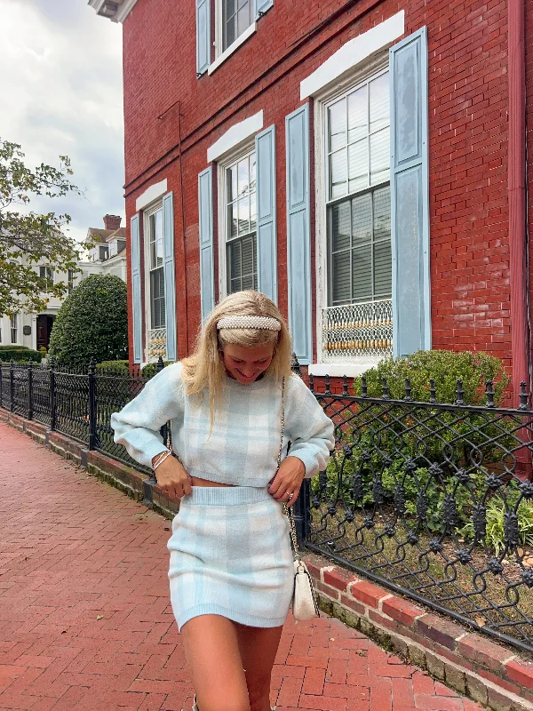 Factory Direct Sale Been Through It All Plaid Sweater Crop Top and Skirt Set