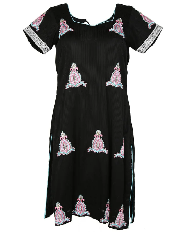 Don't Miss Black Embroidered Silver Edge Dress - S