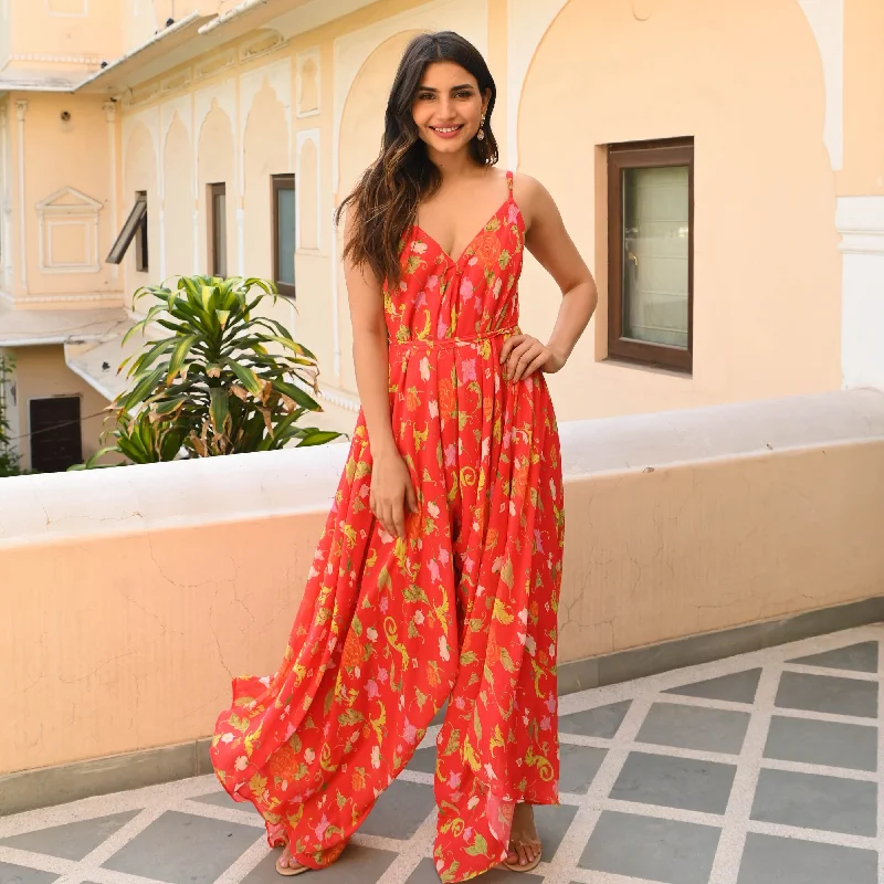 Limited Time Discount Floral Dropcrotch Jumpsuit