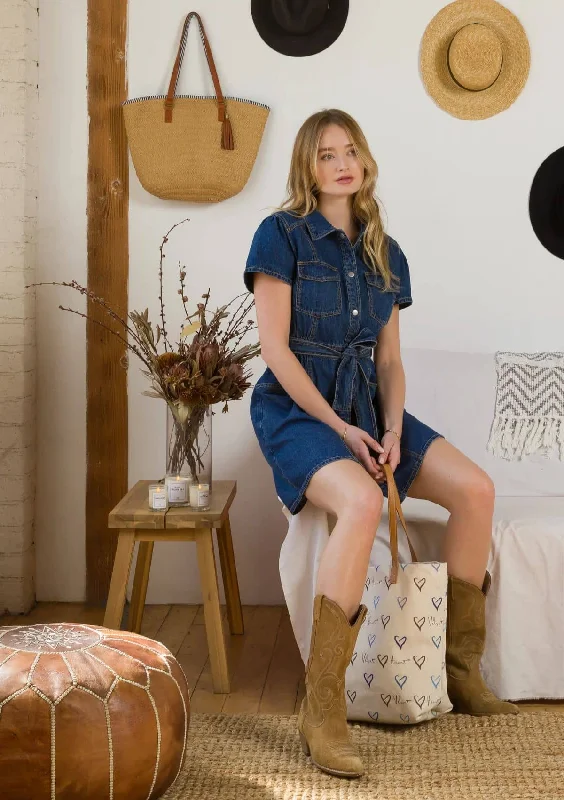 Special Offer Fonda Cap Sleeve Mini-Dress - Vintage Blue