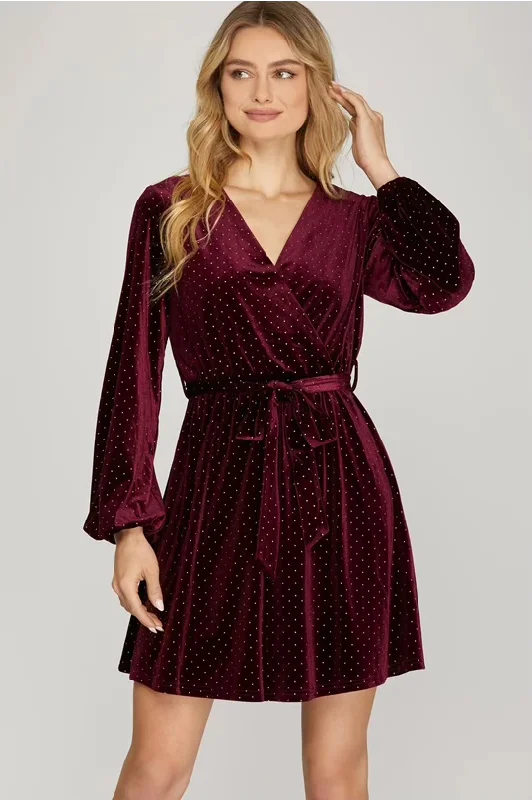 Bargain Prices Harper Surplice Dress - Wine Red