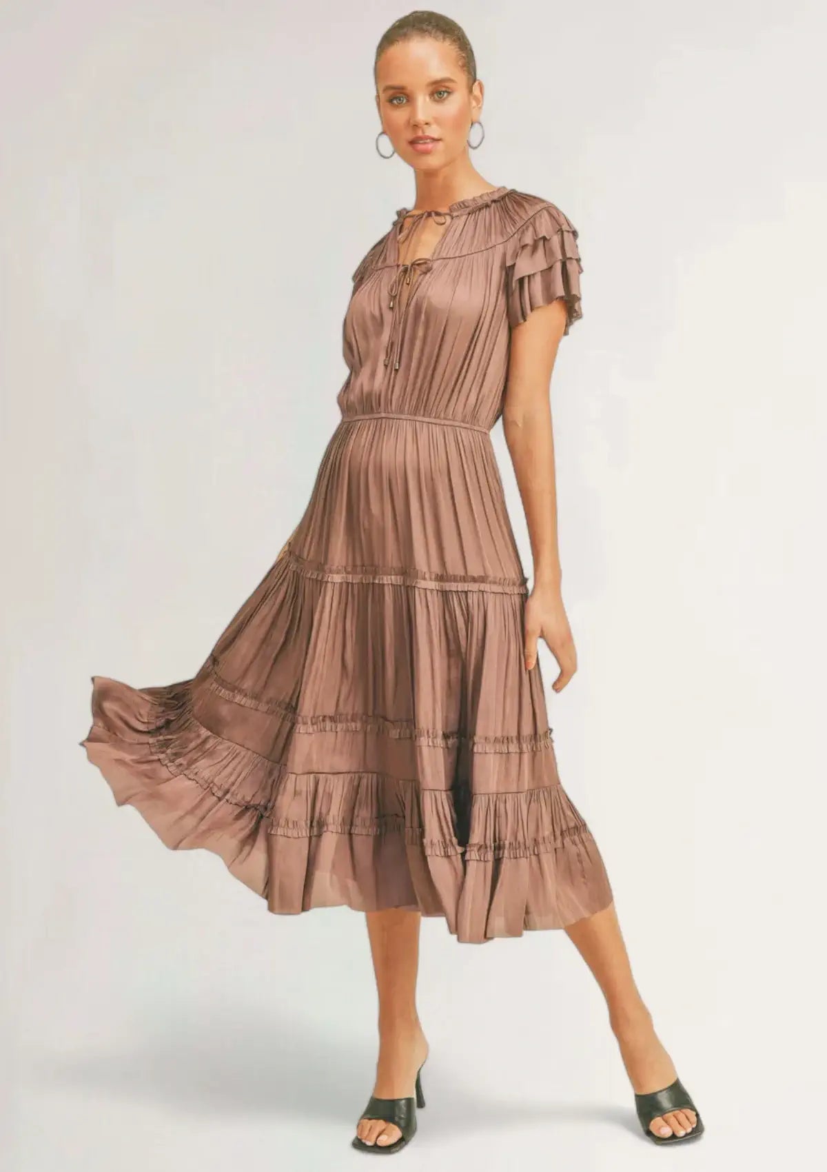 Big Discounts Kianna Ruffle Sleeve Dress - Mauve