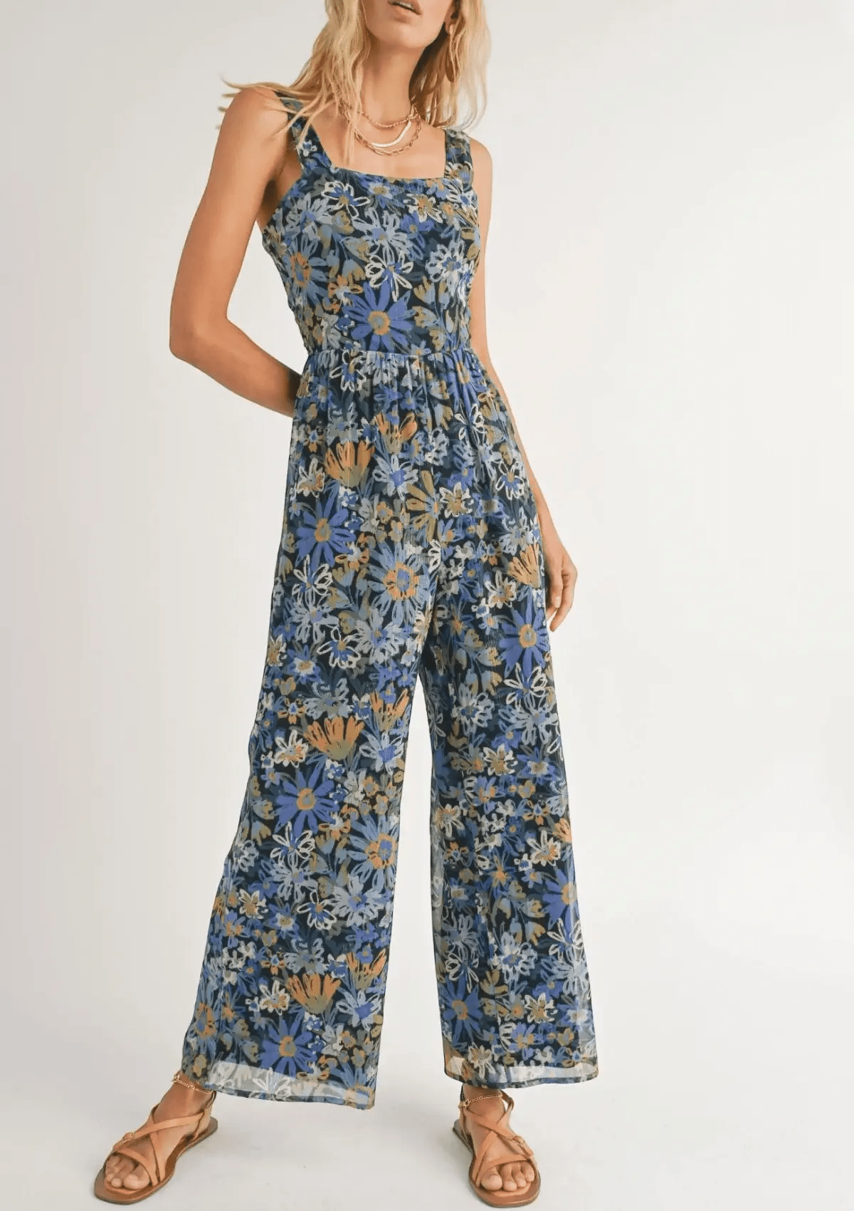Deep Discounts Kimber Cruising Square Neck Jumpsuit
