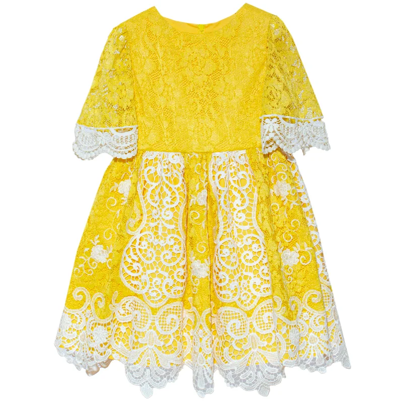 Online Only Lace and Yellow Party Dress