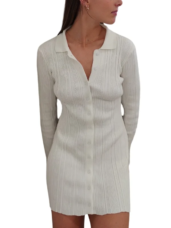 Can't Miss Leisure Knit Mini Dress - White