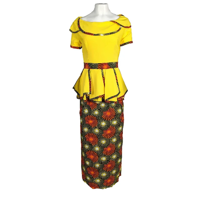 Overstock Long Cotton & Wax Peplum dress
