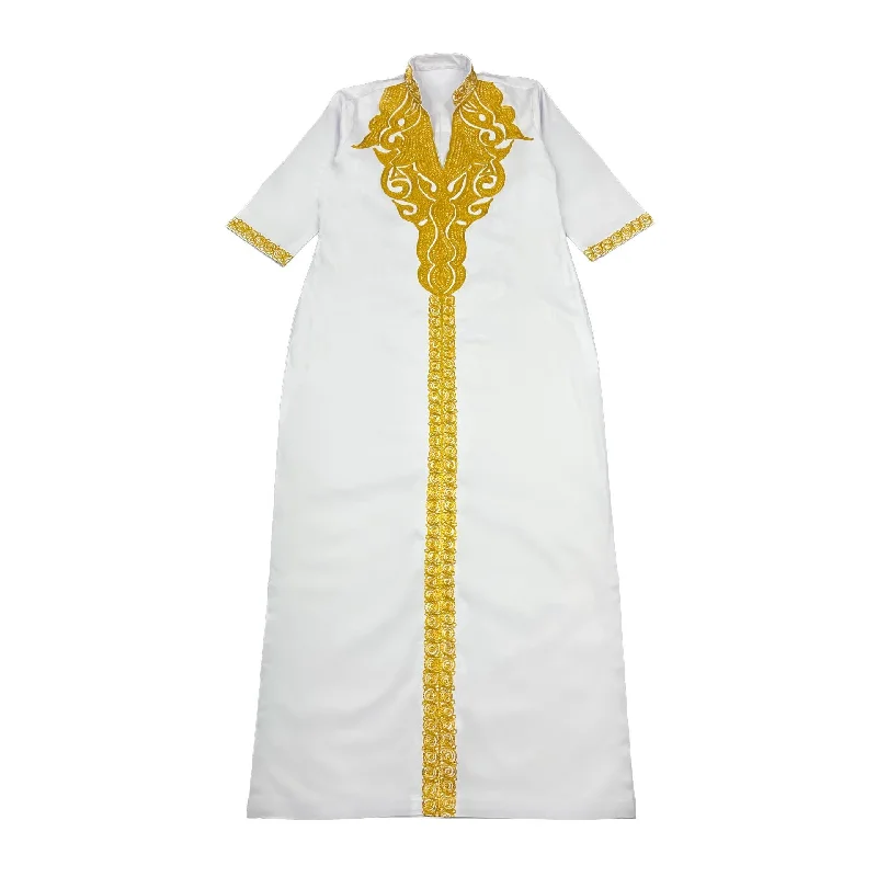 Extra Savings Long White Dress With Embroidery