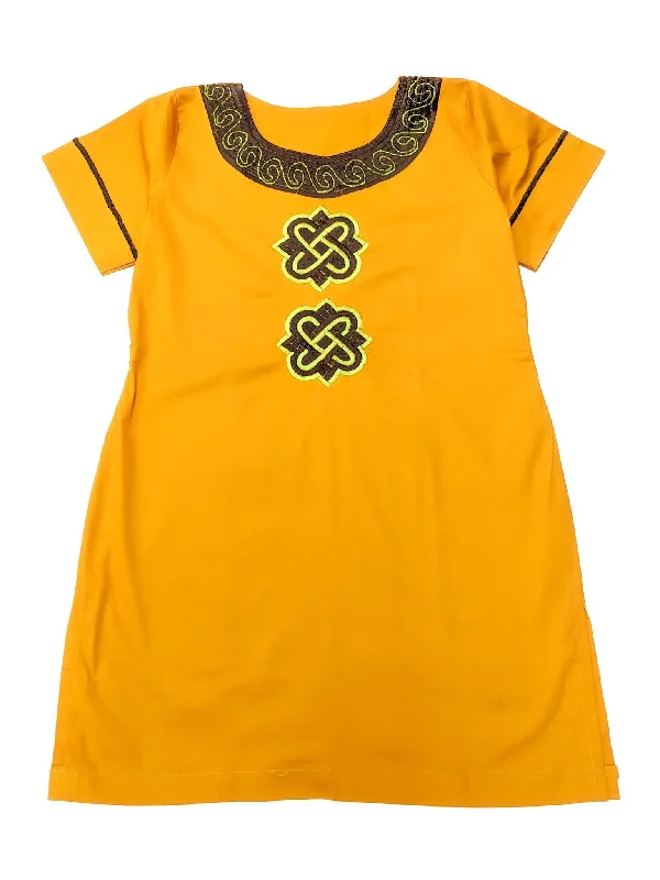 Super Bargain Mustard Embroidery Shift Dress
