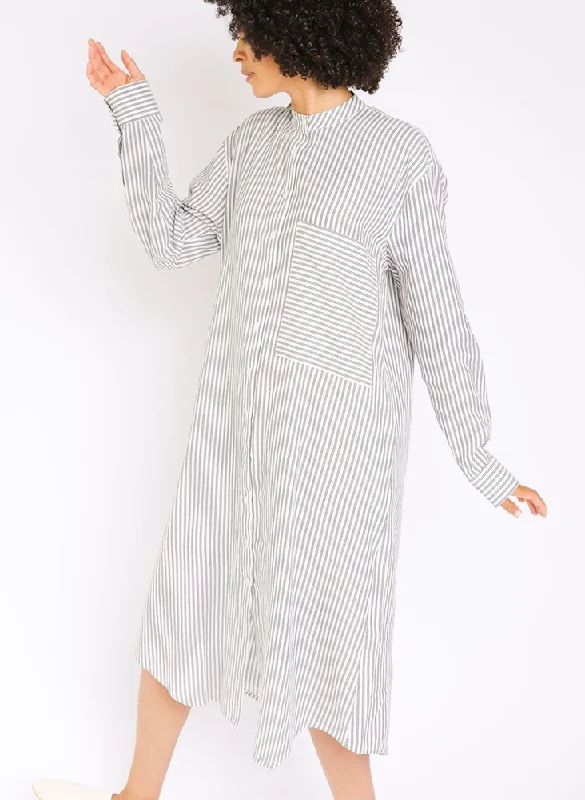 Sale Event Unisex Nat Shirt Dress, navy indigo stripe