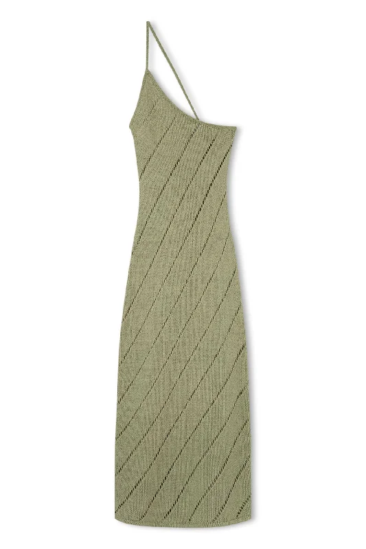 Midnight Madness Olive Lattice Knit Dress