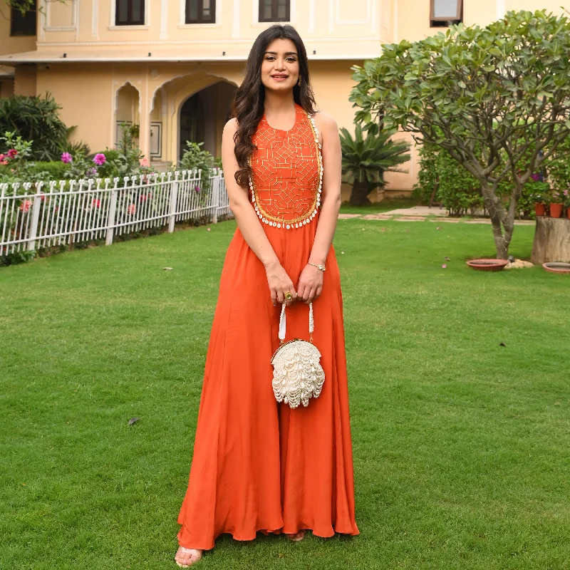 Friends and Family Sale Bunaai Orange Embroidered Jumpsuit