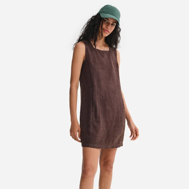 Instant Discount Organic Linen Square Neck Mini Dress