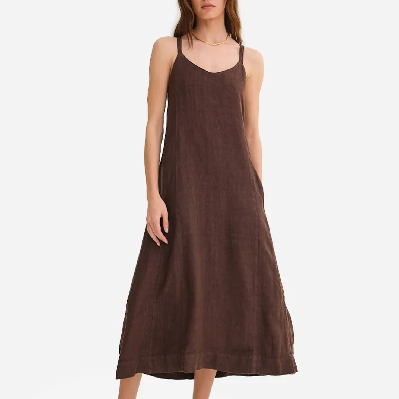 Crazy Deals Organic Linen Tie Back Maxi Dress