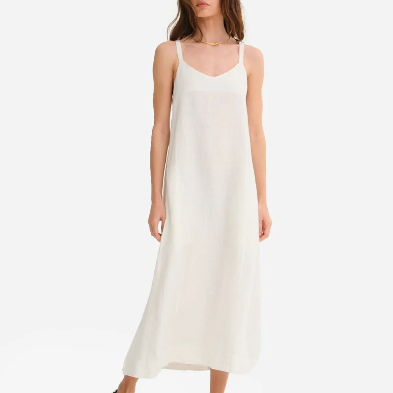 Final Clearance Organic Linen Tie Back Maxi Dress