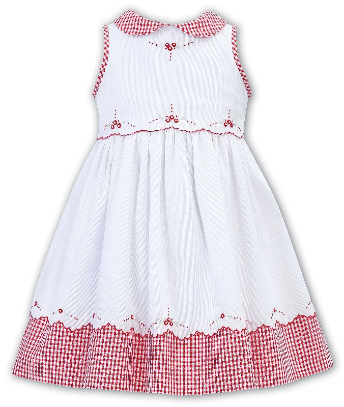 Great Deals Red Gingham Dress with Emboidery