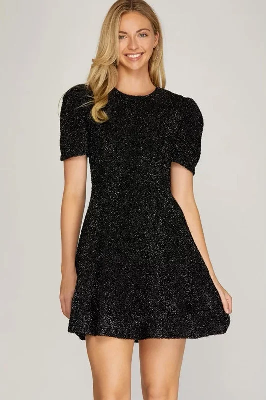 Bonus Savings Ryleigh Puff Sleeve Dress - Black