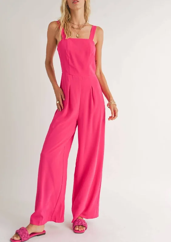 Major Savings The Classics Square Neck Jumpsuit - Fuchsia