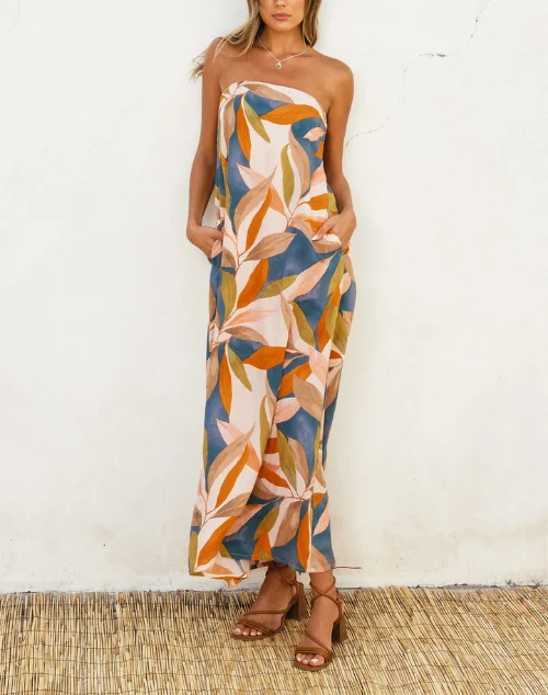 Special Price Tropics Strapless Maxi Dress