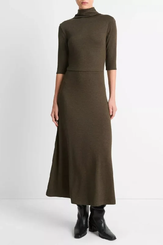 Special Discount VINCE Elbow-Sleeve Turtleneck Dress