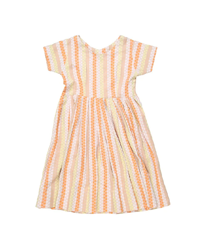 Blowout Sale Vintage 1950s orange and yellow patterned swing dress - S